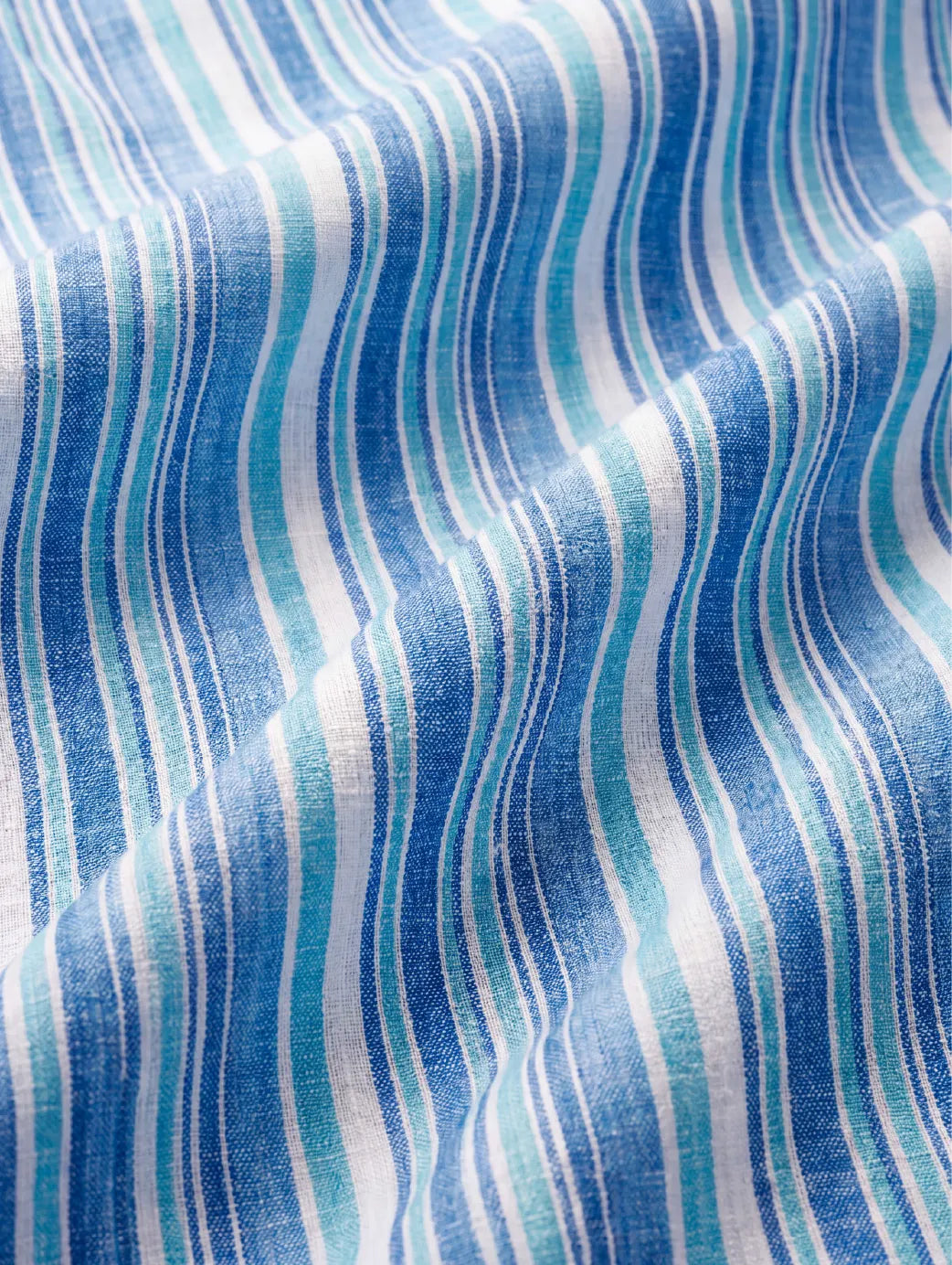 Positano Blue Striped Full Sleeve Single Cuff Classic Fit Semi Formal European Flax Linen Shirt