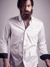 Pacha White Printed Full Sleeve Single Cuff Slim Fit Party Wear Blended Shirt
