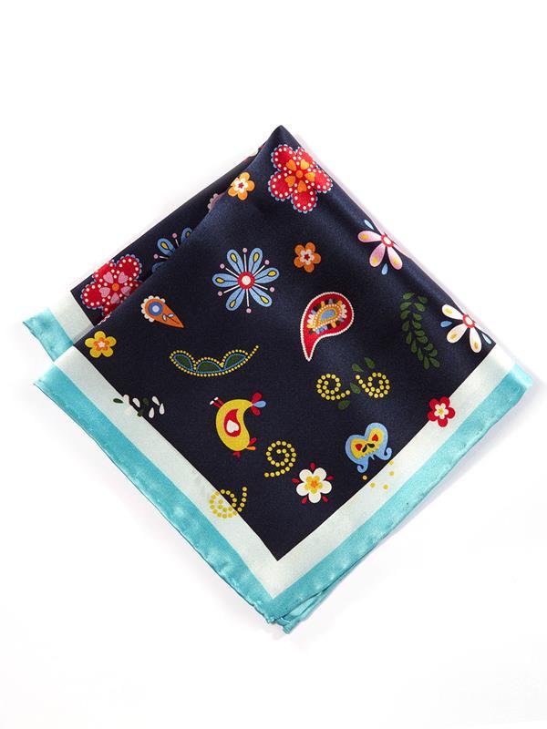 Navy All Over Silk Pocket Square