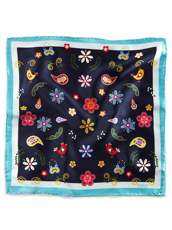 Navy All Over Silk Pocket Square