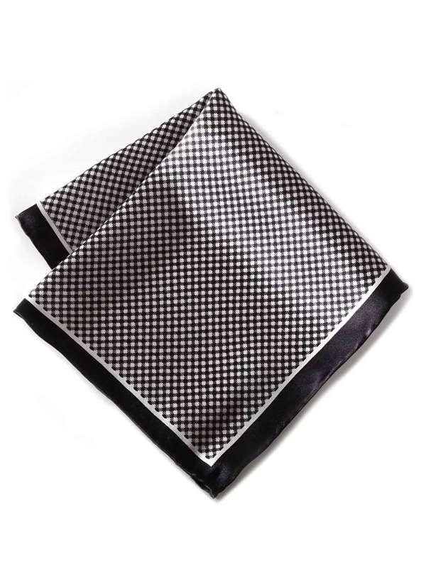 Black & White Check Silk Pocket Square