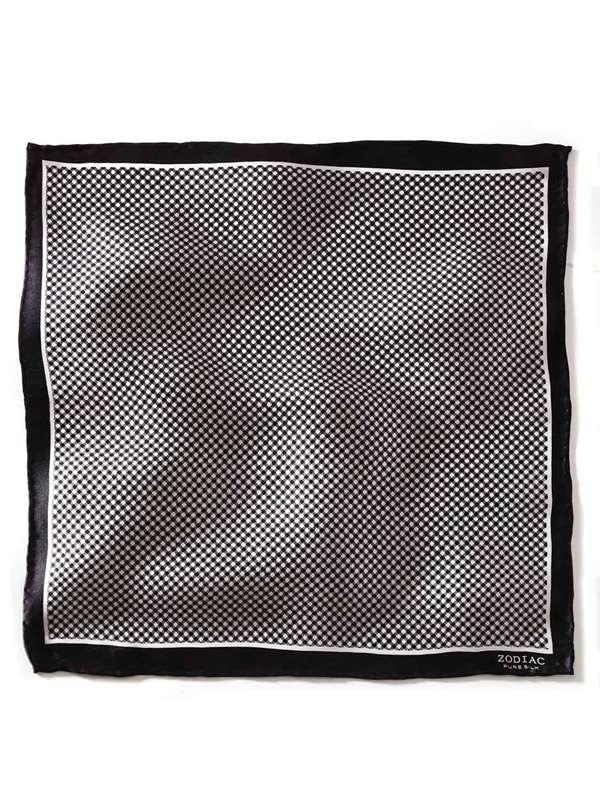 Black & White Check Silk Pocket Square