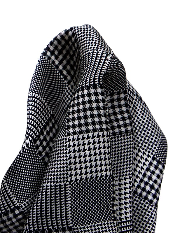 Black And White Checks Silk Pocket Square