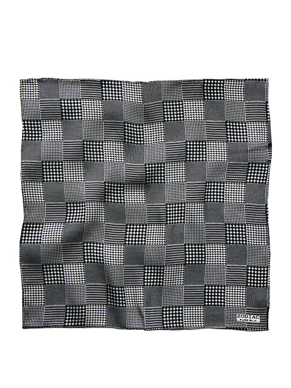 Black And White Checks Silk Pocket Square