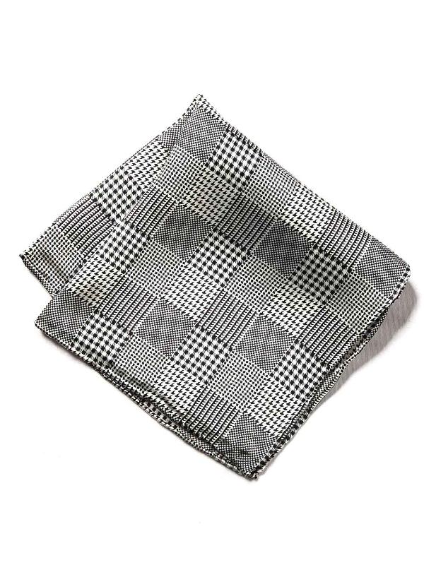 Black & White Check Silk Pocket Square