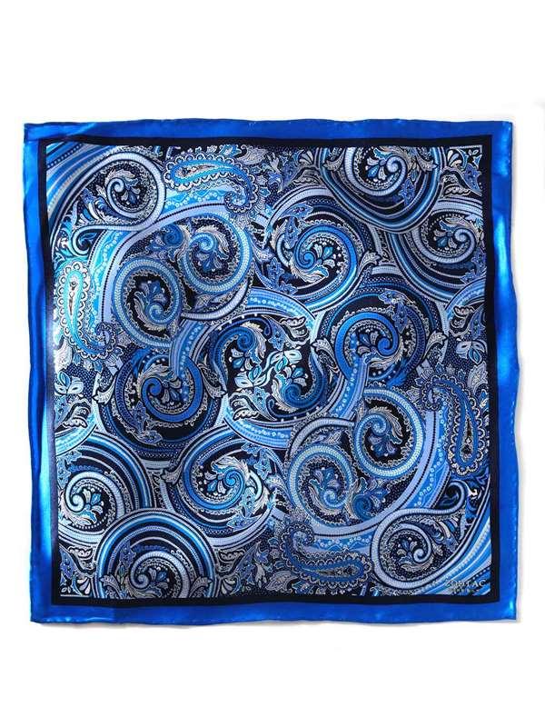 Blue Paisley Silk Pocket Square