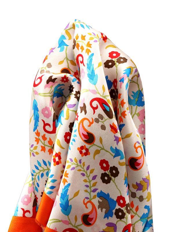 Cream Paisley Silk Pocket Square