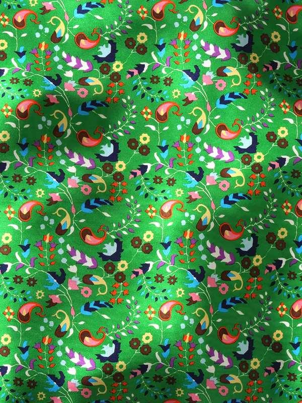 Green Paisley Silk Pocket Square