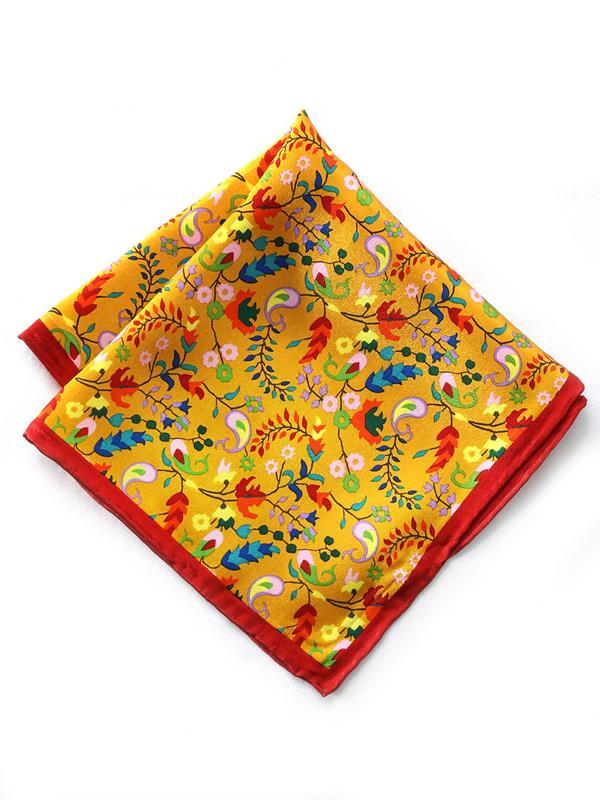 Yellow Paisley Silk Pocket Square