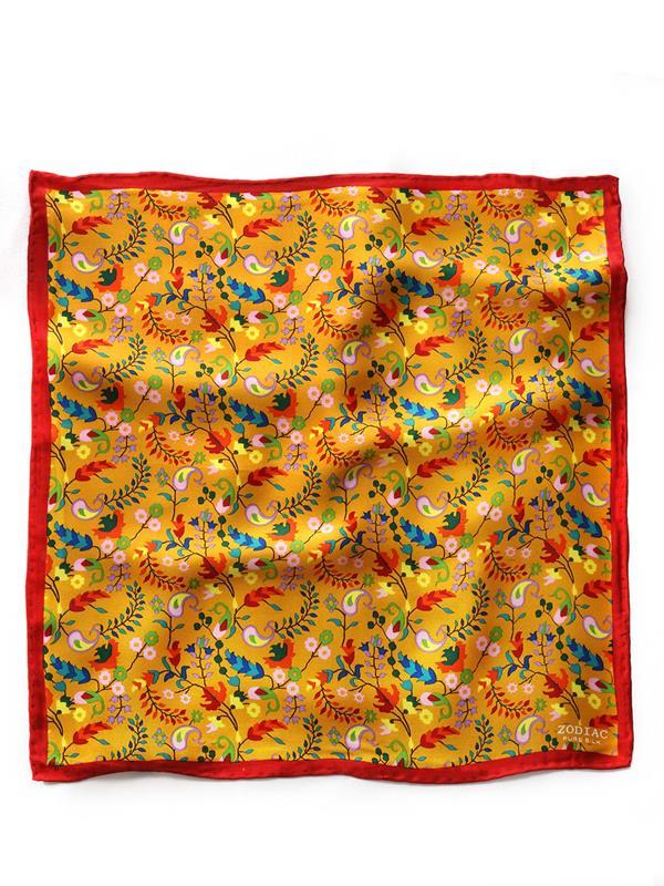 Yellow Paisley Silk Pocket Square