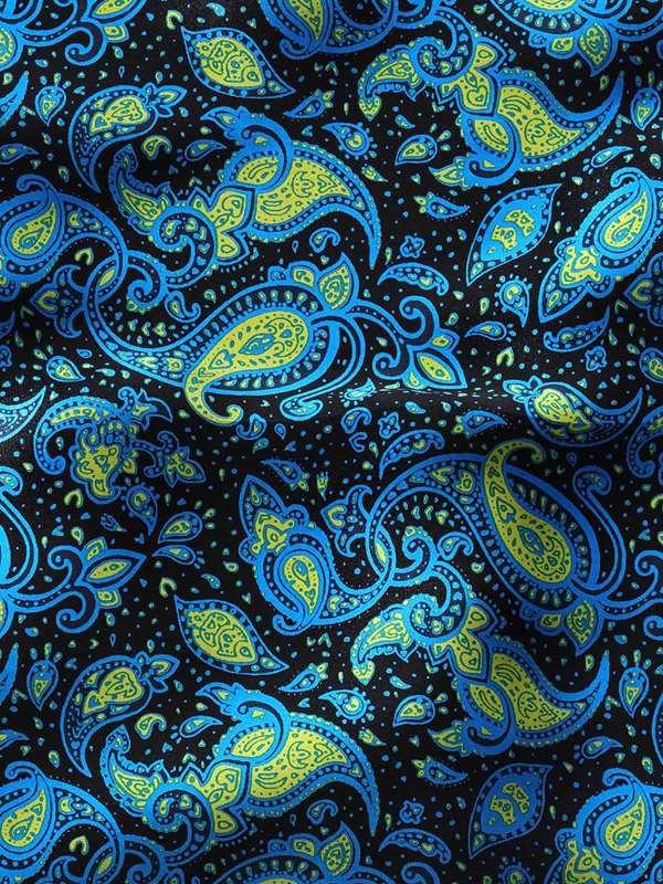 Blue Paisley Silk Pocket Square