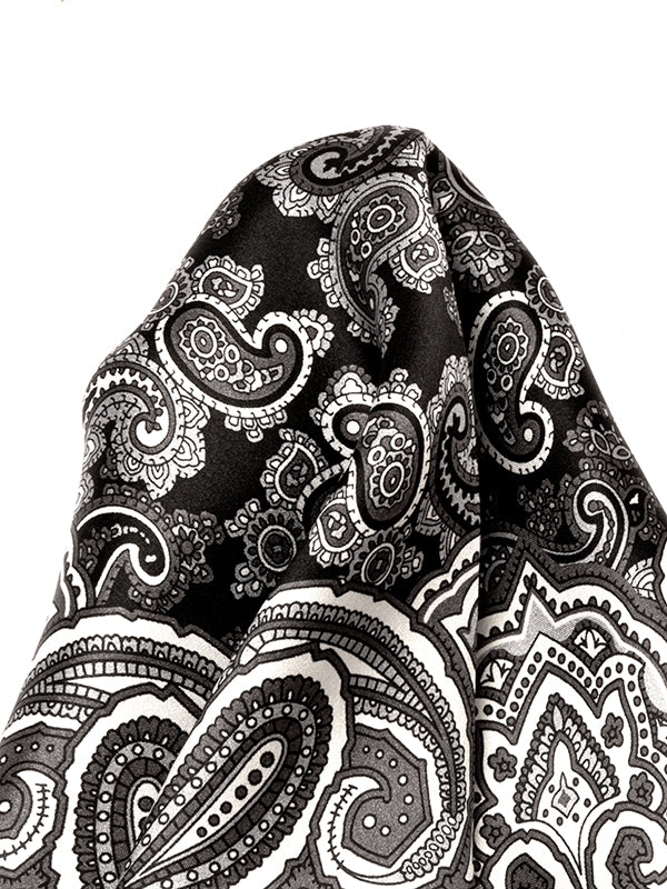 Black Paisley Silk Pocket Square