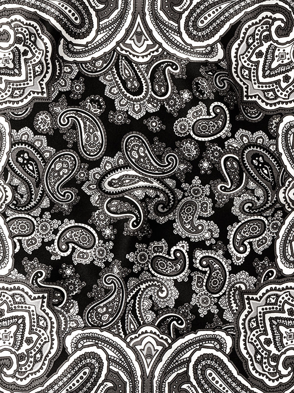 Black Paisley Silk Pocket Square