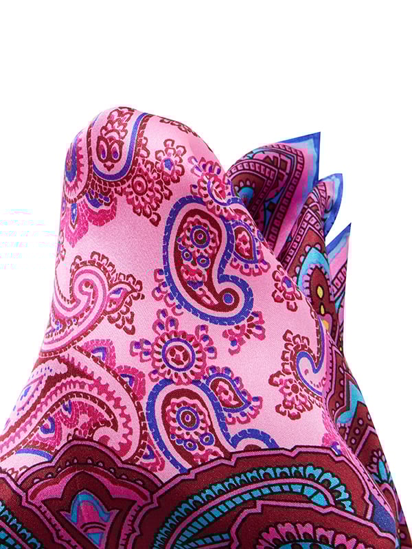 Pink Paisley Silk Pocket Square
