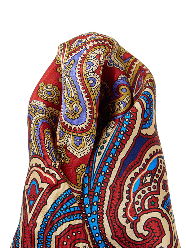 Red/Maroon Paisley Silk Pocket Square