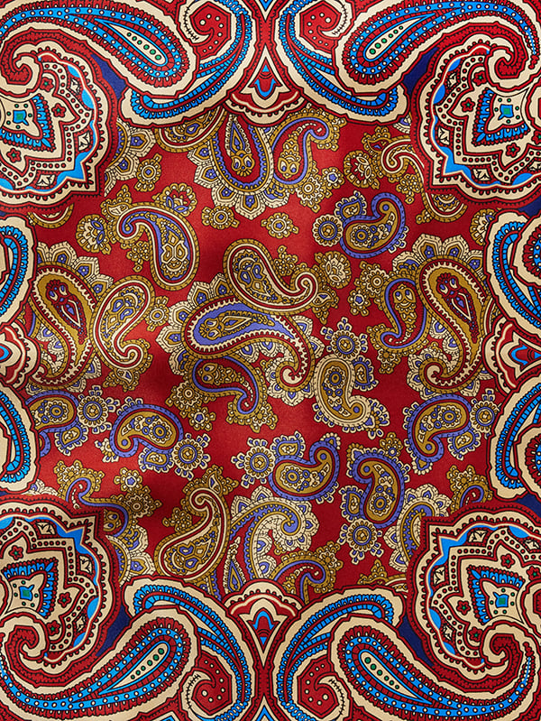 Red/Maroon Paisley Silk Pocket Square