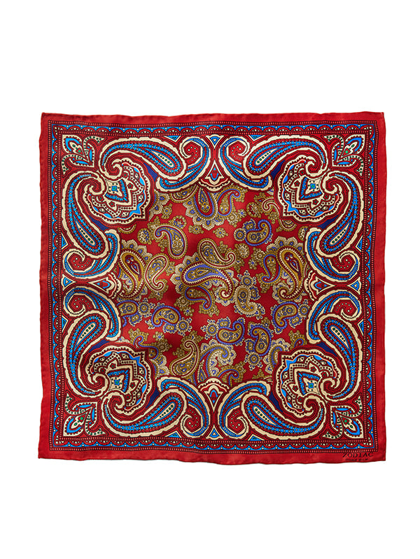 Red/Maroon Paisley Silk Pocket Square