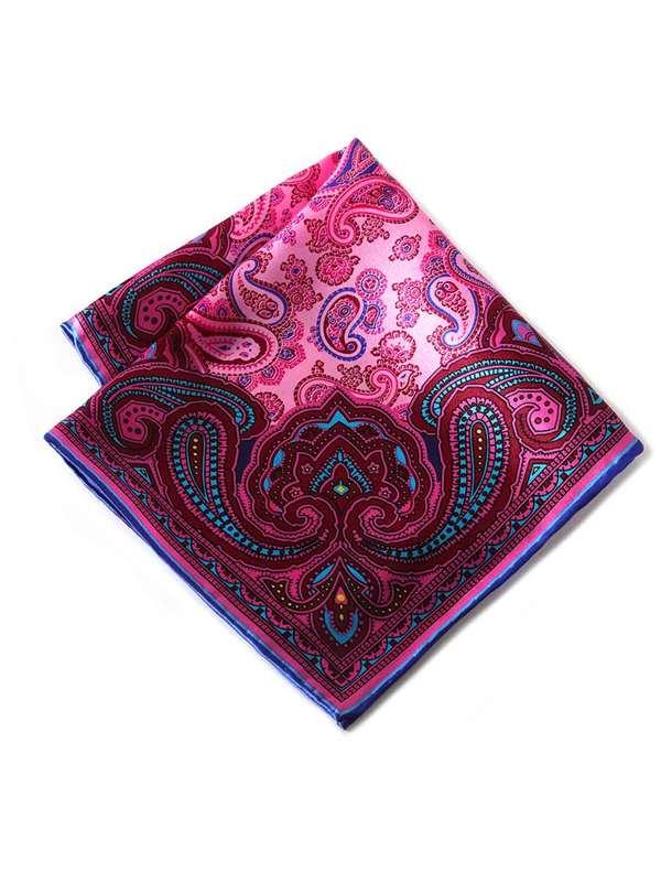 Pink Paisley Silk Pocket Square