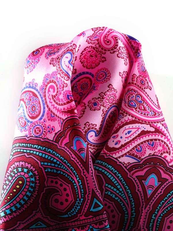Pink Paisley Silk Pocket Square