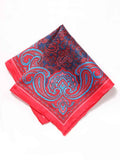 Coral Paisley Silk Pocket Square