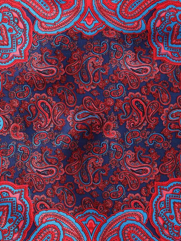 Coral Paisley Silk Pocket Square