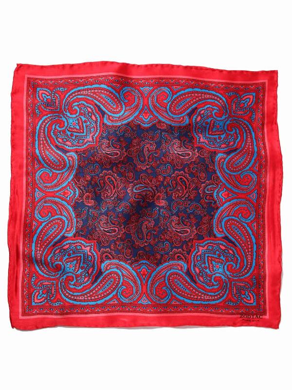 Coral Paisley Silk Pocket Square