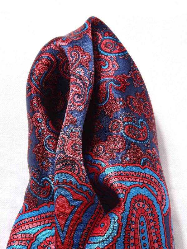 Coral Paisley Silk Pocket Square