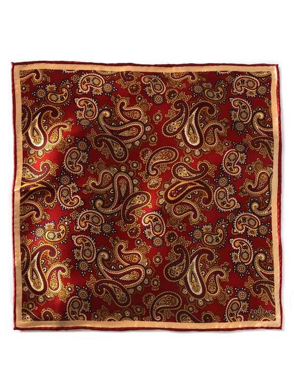Maroon/ Red Paisley Silk Pocket Square