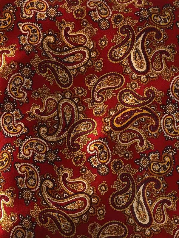 Maroon/ Red Paisley Silk Pocket Square
