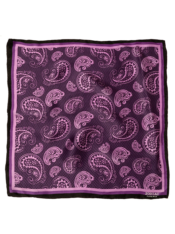 Purple Paisley Silk Pocket Square