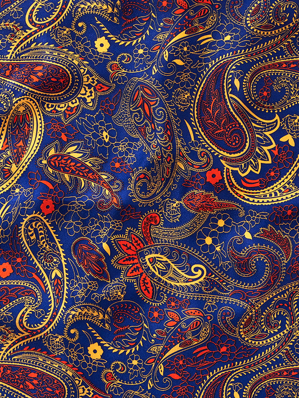 Blue Paisley Silk Pocket Square