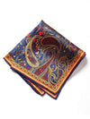 Dark Blue Paisley Silk Pocket Square