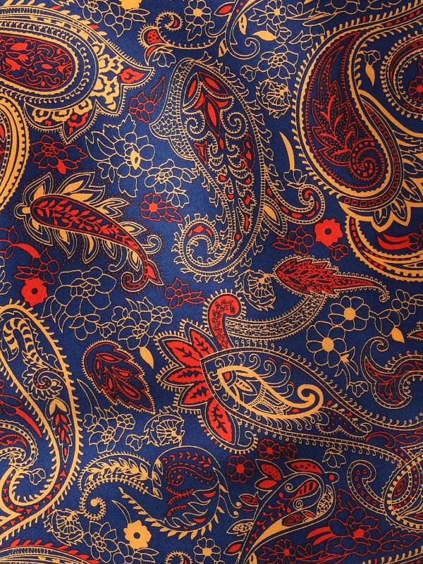 Dark Blue Paisley Silk Pocket Square