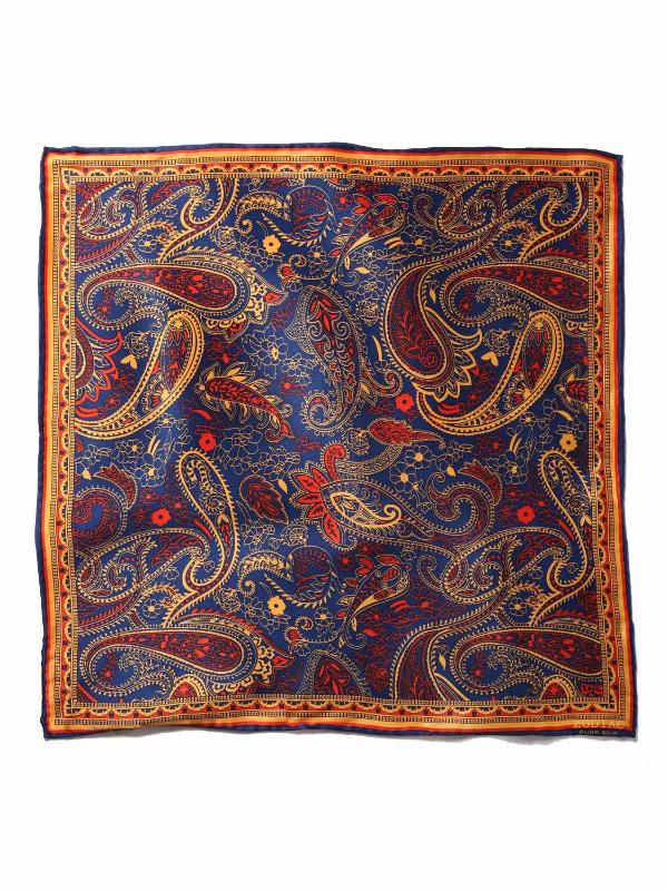 Dark Blue Paisley Silk Pocket Square