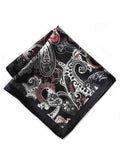 Grey Paisley Silk Pocket Square