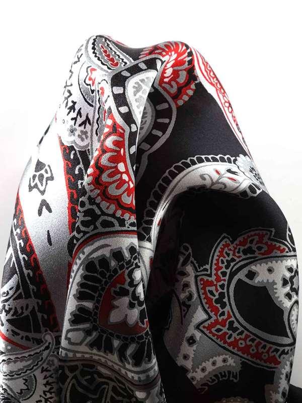 Grey Paisley Silk Pocket Square