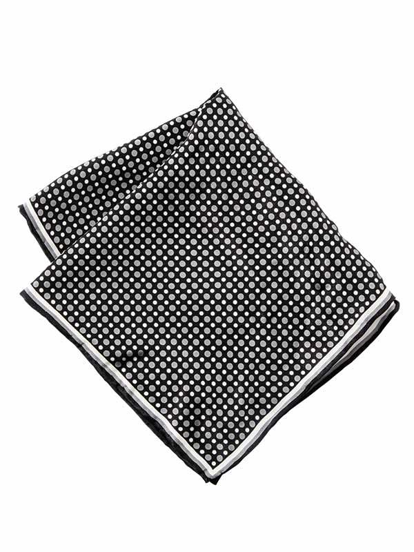 Dark Grey Polka Silk Pocket Square