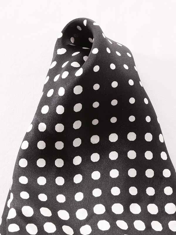 Dark Grey Polka Silk Pocket Square