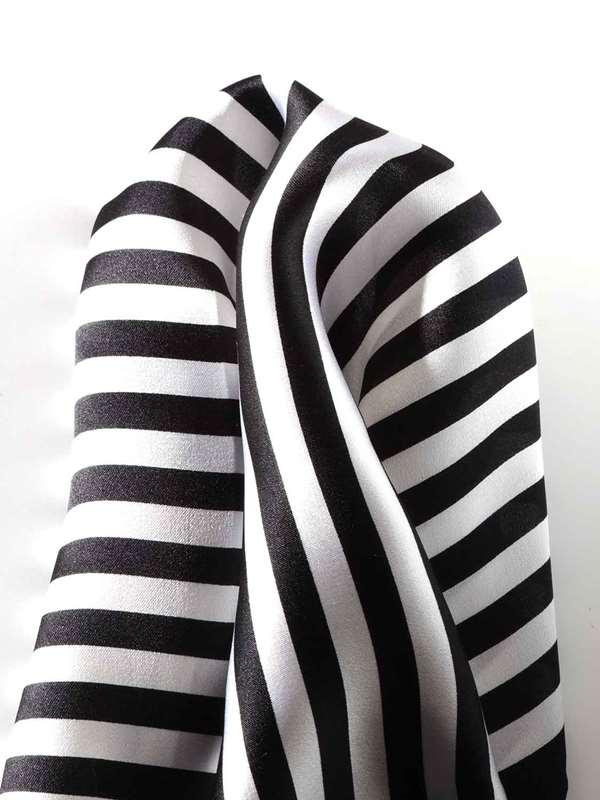 Black & White Striped Silk Pocket Square