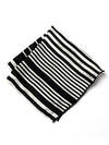 Black/ White Striped Silk Pocket Square
