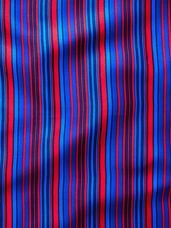 Navy/ Red Striped Silk Pocket Square