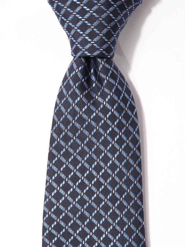 Savona Check Dark Blue Microfibre Tie
