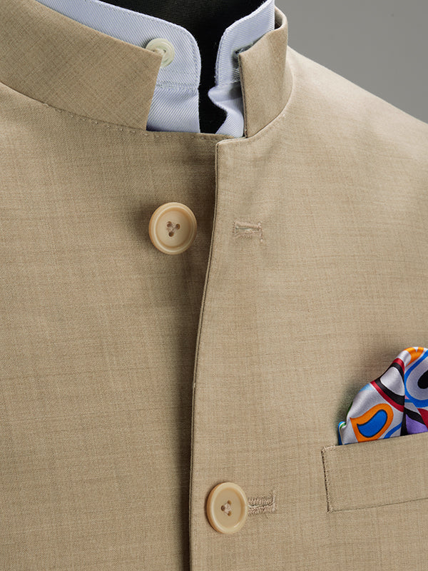 Pollone Sand Poly Wool Sleeveless Jodhpuri