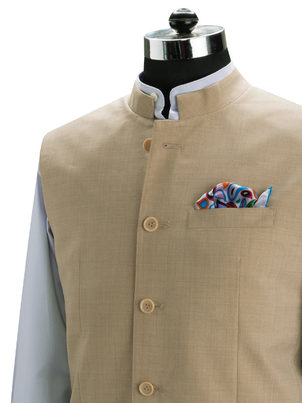 Pollone Sand Poly Wool Sleeveless Jodhpuri