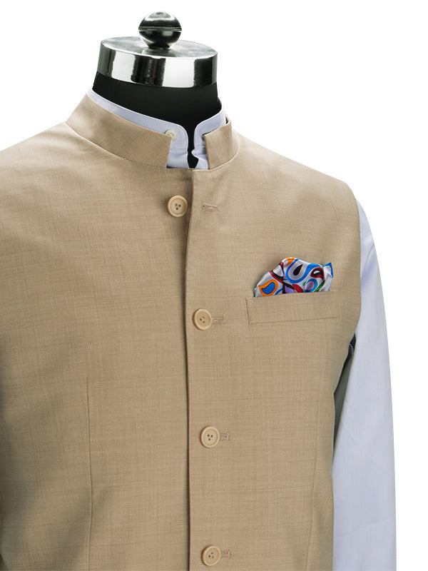 Pollone Sand Poly Wool Sleeveless Jodhpuri
