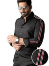 Alec Black Solid Full Sleeve Single Cuff Slim Fit Party Wear  Blended Shirt