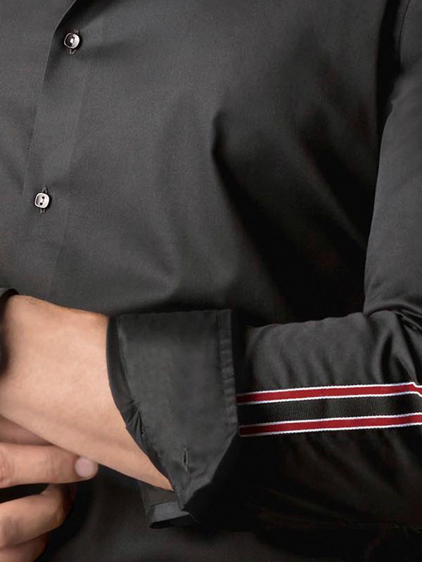 Alec Black Solid Full Sleeve Single Cuff Slim Fit Party Wear  Blended Shirt