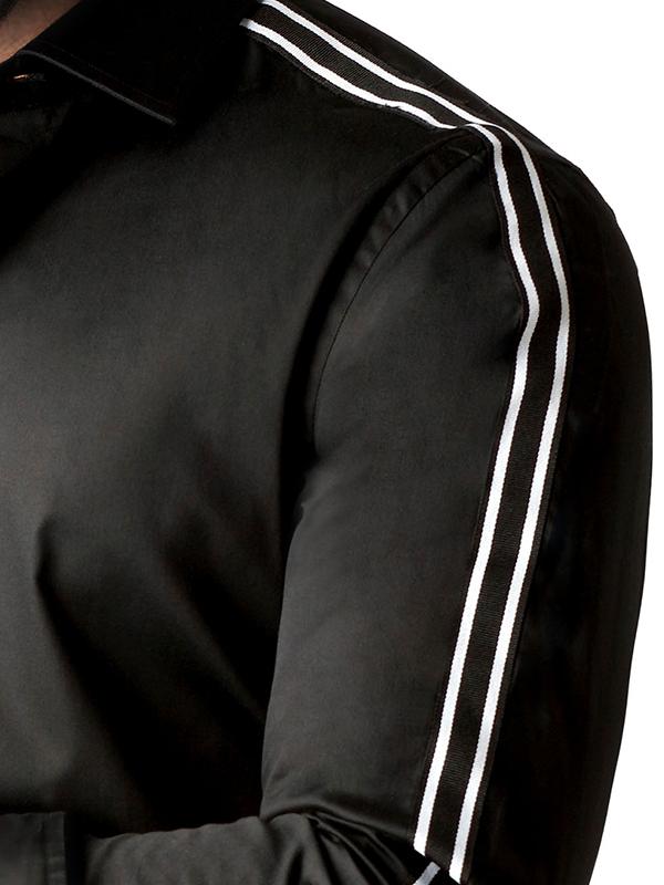 Amado Black Solid Full Sleeve Single Cuff Slim Fit Party Wear Blended Shirt