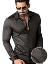 Aoki Black Embroidery Full Sleeve Single Cuff Slim Fit Party Wear Blended Shirt