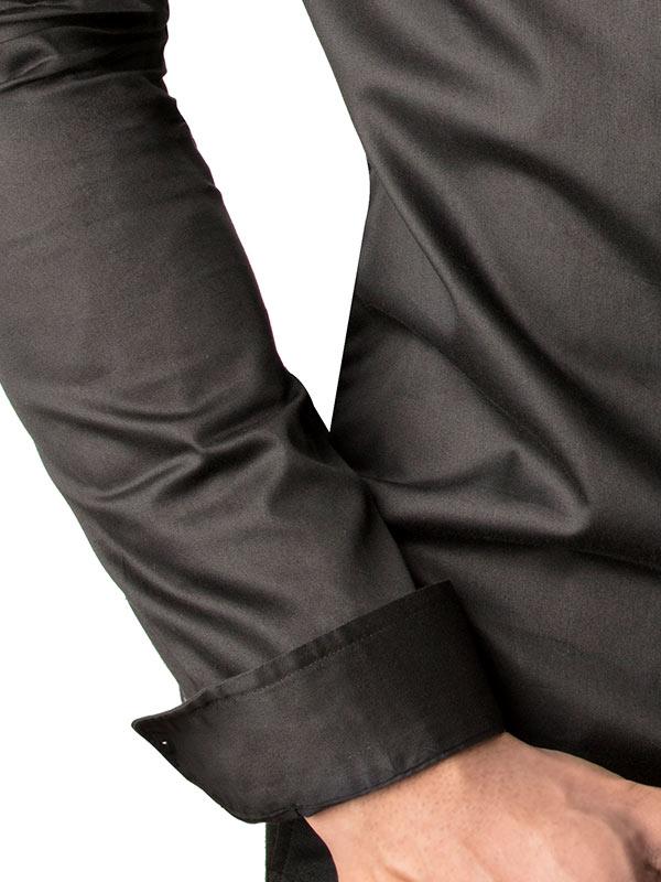 Aoki Black Embroidery Full Sleeve Single Cuff Slim Fit Party Wear Blended Shirt